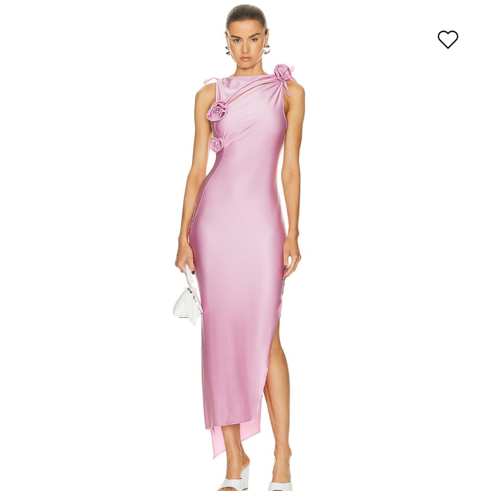 Coperni Pink Asymmetrical Dress with Floral Details
